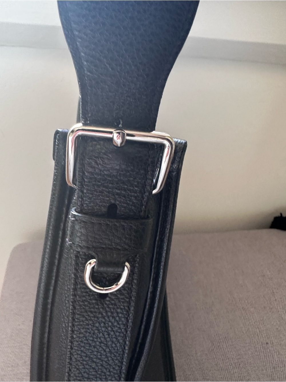 Prada Black Pebbled Leather Bag with Striped Strap - Picture 7 of 7